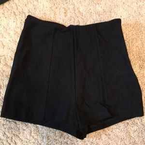 Black rayon, nylon, spandex short shorts